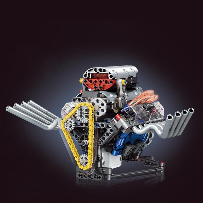 V8 Engine Building Blocks Kit – 665 PCS Mechanical Simulation Set with Motor & Programmable Remote Control