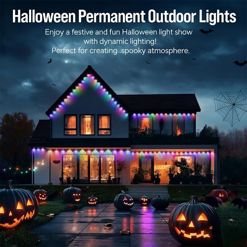 ARTBLEPRO Outdoor Permanent RGB LED Lights – Smart App & Remote Control, IP67 Waterproof, Music Sync, DIY Scene Modes for Holiday, Halloween & Christmas Décor
