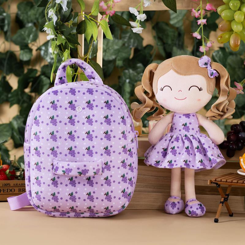 Gloveleya Plush Baby Doll with Pocket – 9" Soft Purple Doll, Birthday Gift for Girls Ages 2–6
