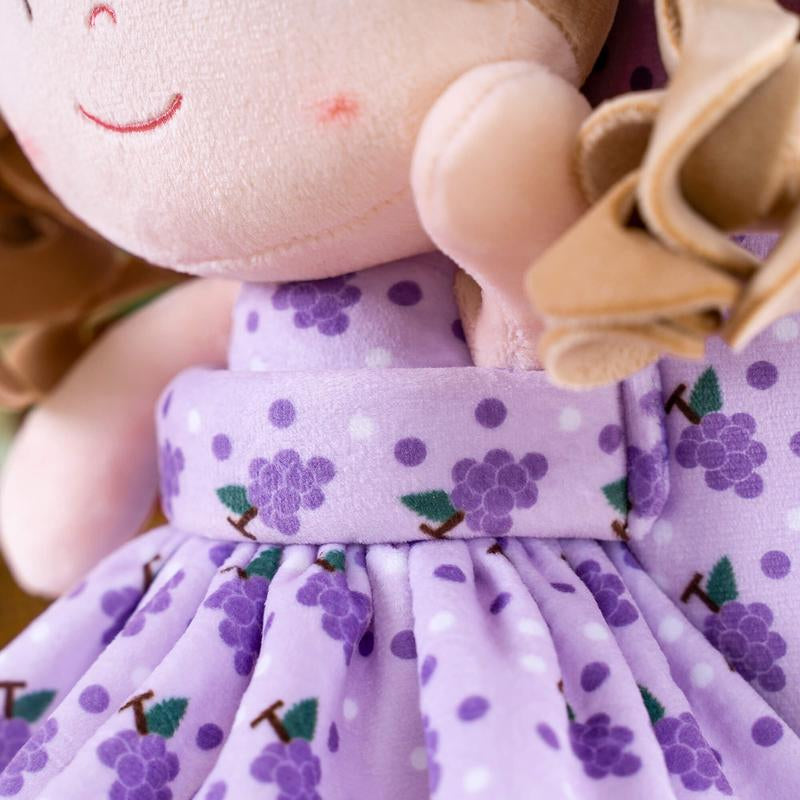 Gloveleya Plush Baby Doll with Pocket – 9" Soft Purple Doll, Birthday Gift for Girls Ages 2–6