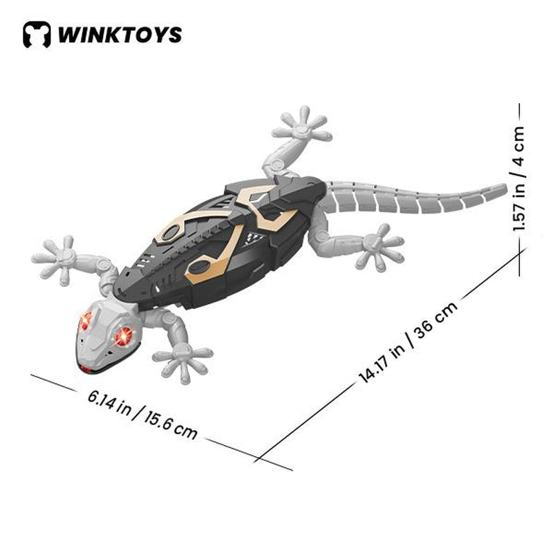 Winktoys Wall Crawler Gecko – Remote Control Electric Lizard Toy with LED Eyes & 360° Spin, Fun Indoor Animal Gift for Kids