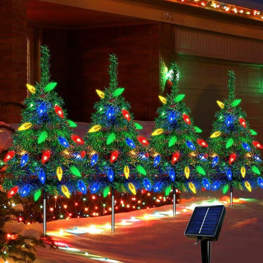 4 Solar Christmas Tree Lights – 80 Colorful Strawberry Bulbs, IPX4 Waterproof Outdoor Décor for Gardens, Patios & Holiday Parties