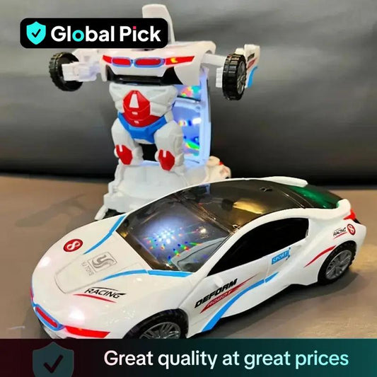 Automatic Deformation Robot Car Toy – Transforming Car with Lights & Music, Obstacle Avoidance, Birthday Gift for Kids