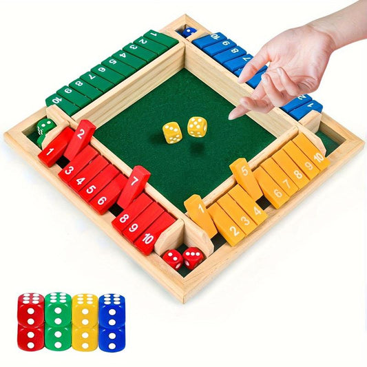 Shut the Box Wooden Dice Game – Classic 2–4 Player Family Board Game for Parties, Halloween & Christmas