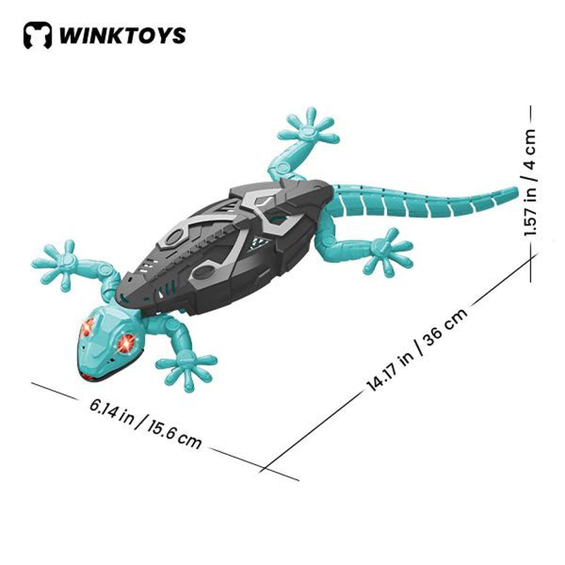 Winktoys Wall Crawler Gecko – Remote Control Electric Lizard Toy with LED Eyes & 360° Spin, Fun Indoor Animal Gift for Kids