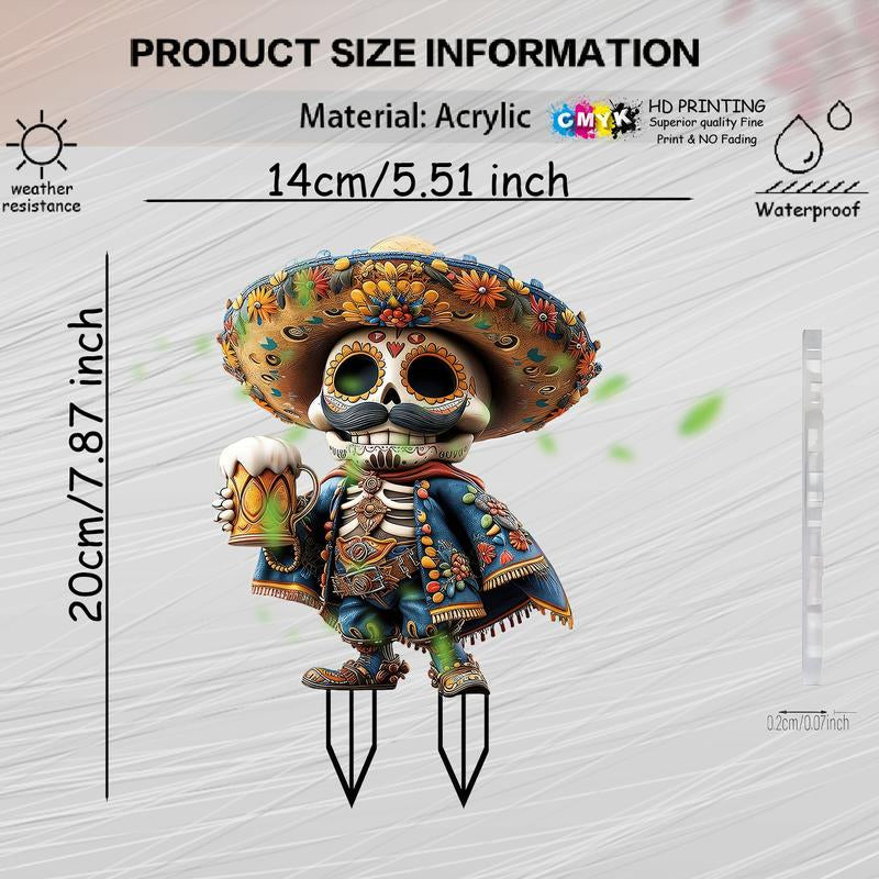 🎃 Viral Halloween Skull Decoration – Waterproof Acrylic Outdoor Art for Garden, Gothic Décor & Day of the Dead