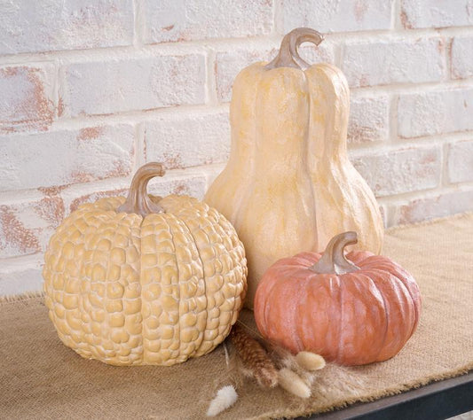 Martha Stewart Set of 3 Decorative Pumpkins – Indoor/Outdoor Fall & Halloween Décor