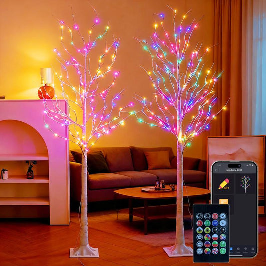 Avatar Controls 6Ft Birch Tree Lights – Color-Changing Artificial Christmas Tree with App & Music Sync, Twinkling Twig Décor for Indoor/Outdoor Parties & Weddings