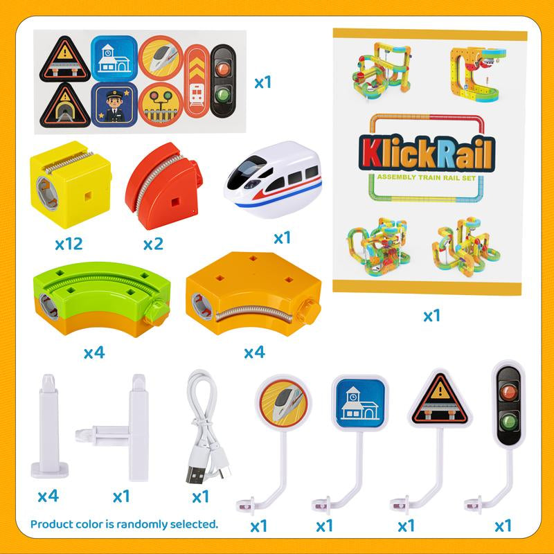 Electric Train Set with Flexible Race Tracks – Gravity-Defying 3D Layout Building Toy with Motorized Car, STEM Learning Gift for Kids